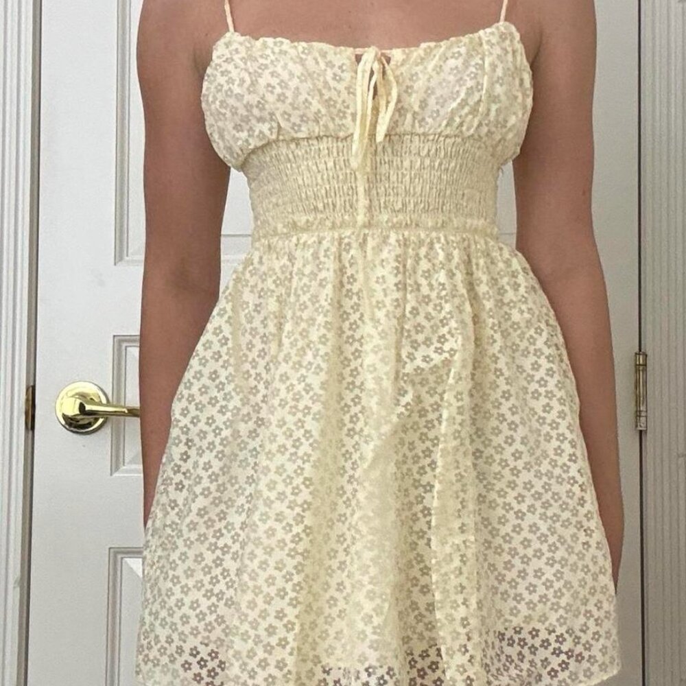 Urban Outfitters Cream Floral Dress Size M